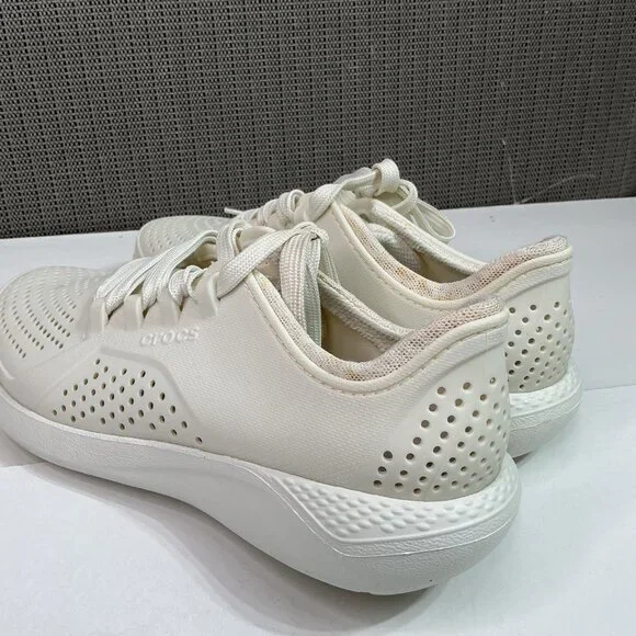 LiteRide By Crocs Womens White Perforated Sneakers W8 Lightweight & Breathable - Picture 4 of 9